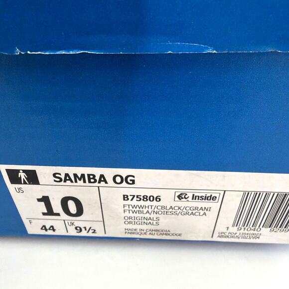 Adidas Men's Cloud White Core Black Gum Samba Original Shoes Size 10 - Picture 11 of 14